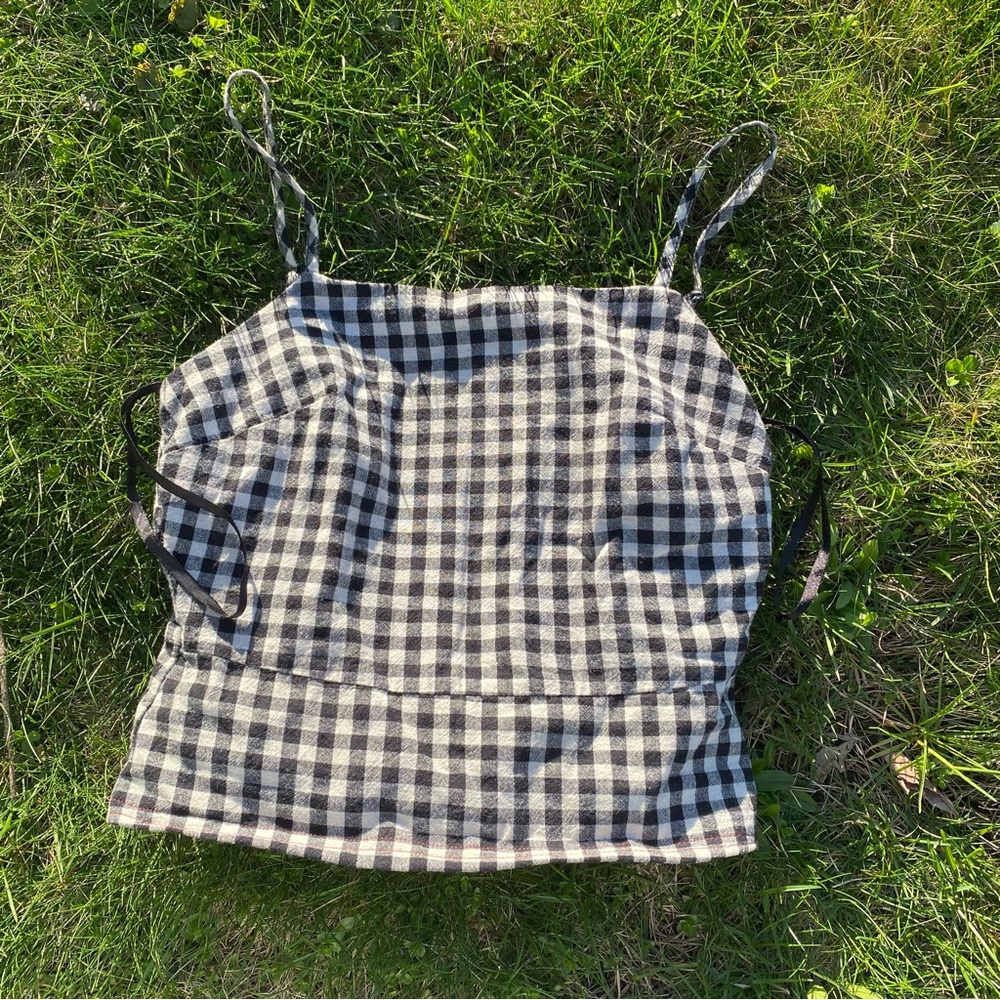 She and Sky Black Gingham Tank